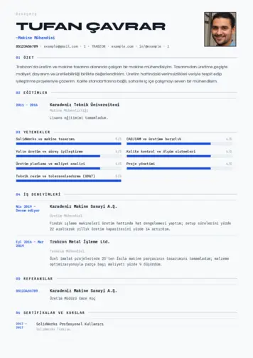 Makine Mühendisi Cv Örnekleri cv indir